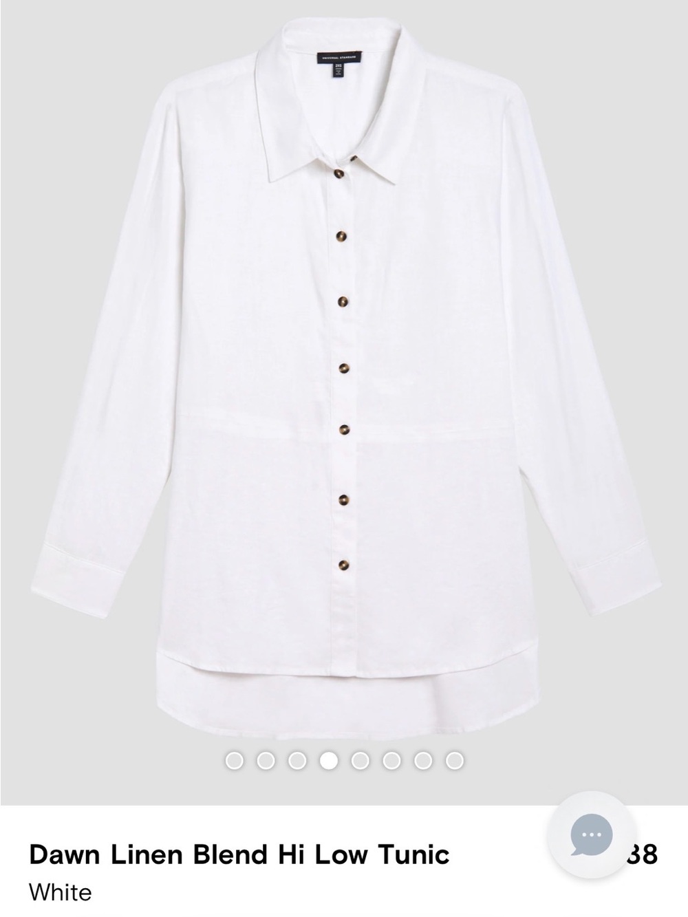 VGUC Universal Standard White Dawn Hi Low Linen Tunic - Size Small (14-16)